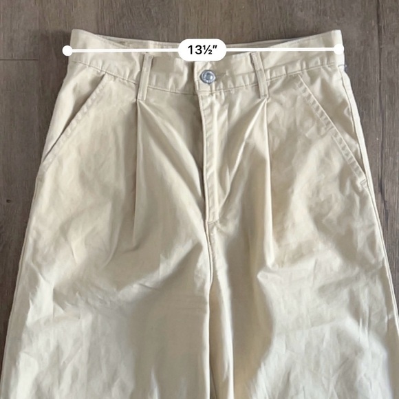 Levi’s Premium 100% Cotton High Loose Pleated Pants - Cream Beige - Size 25 - Picture 11 of 13